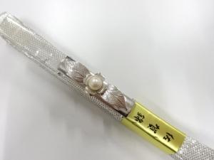 未使用品　パール帯留め・正絹佐賀錦帯締めセット
